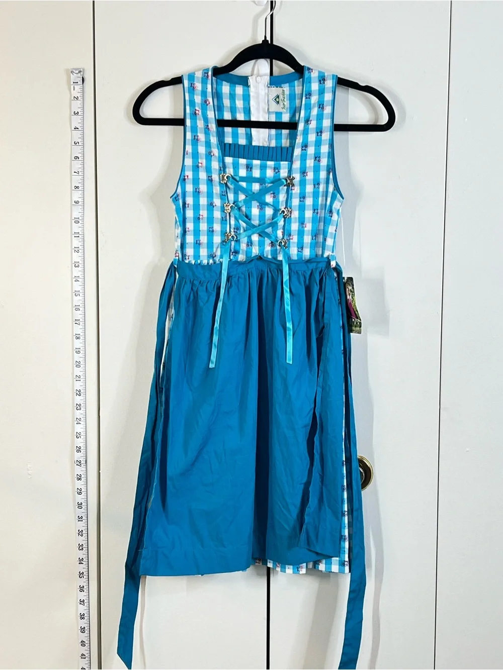 Isar-Trachten Girls Blue & White Gingham Dirndl Dress Size 128 German Bavarian